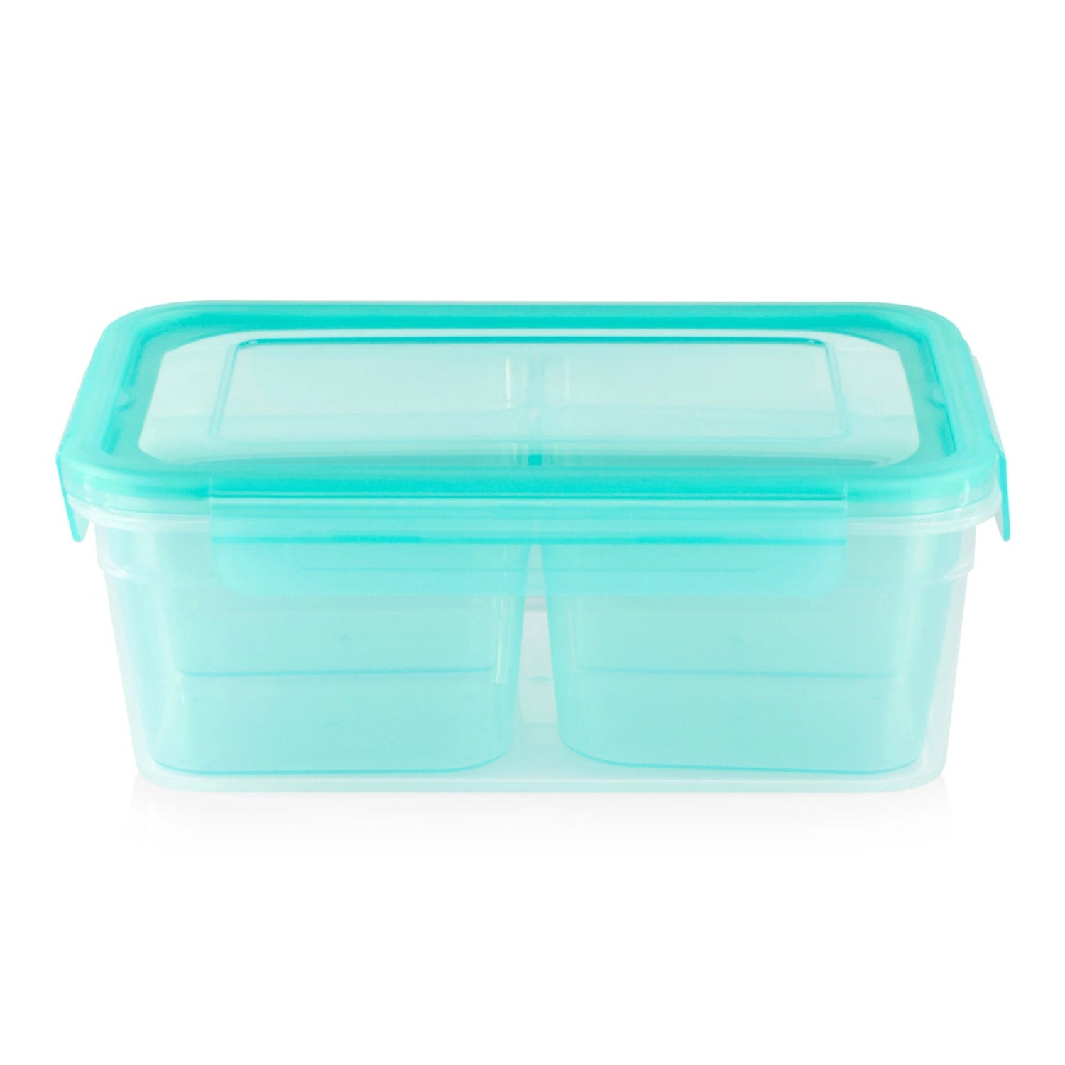 8.5-cup Meal Prep Divided Rectangle 4-section Storage Container with aqua lid
