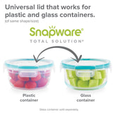 Snapware containers with a universal lid for plastic and glass containers on a white background.