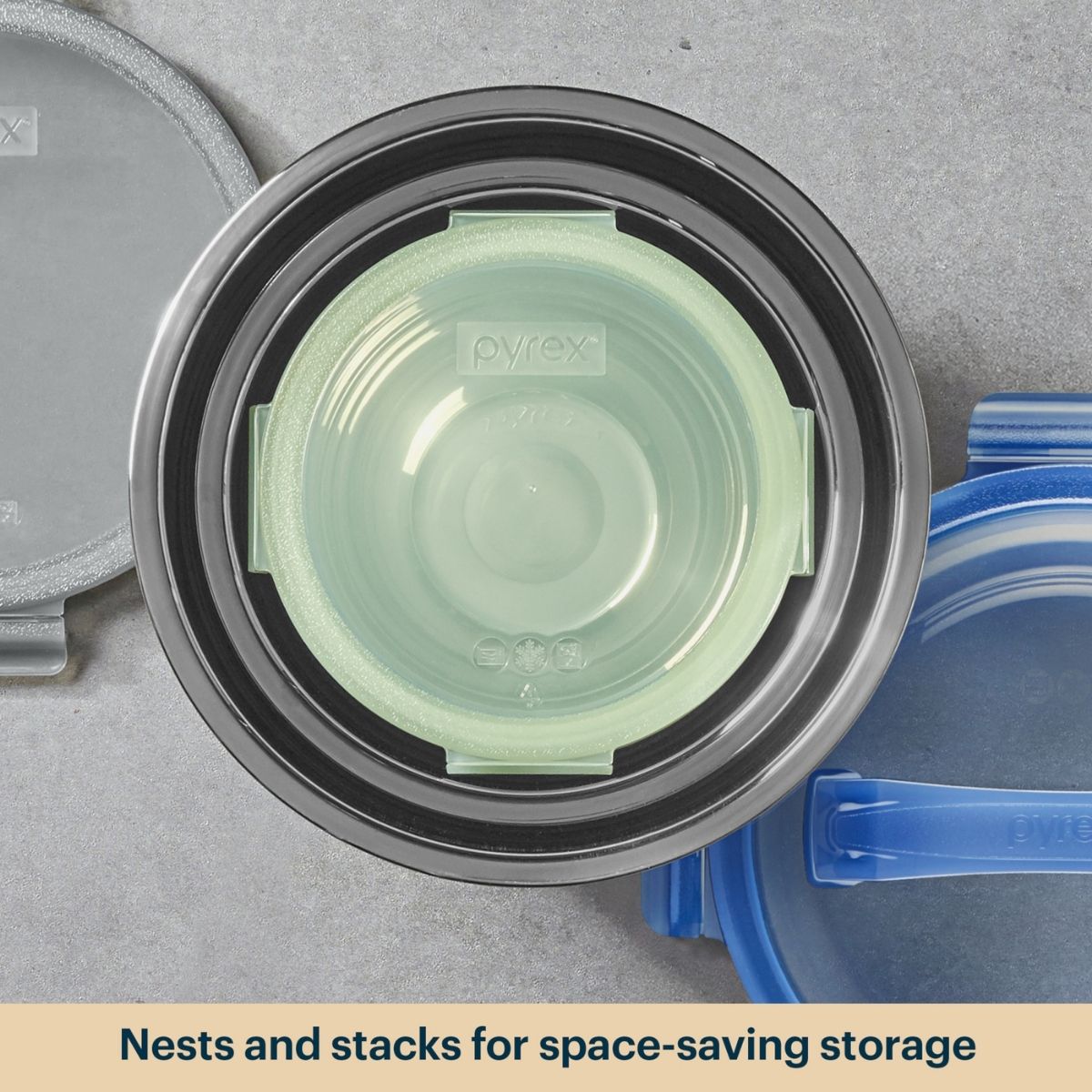 Silicone lid with text on a gray background