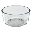 Clear glass bowl on a white background