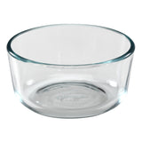 Clear glass bowl on a white background