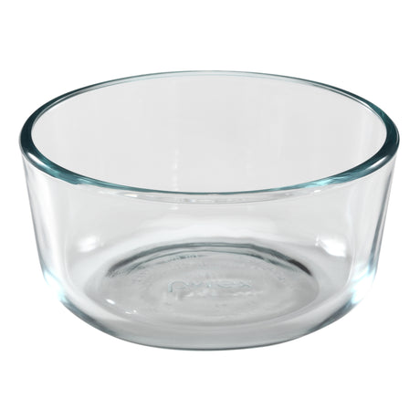 Clear glass bowl on a white background