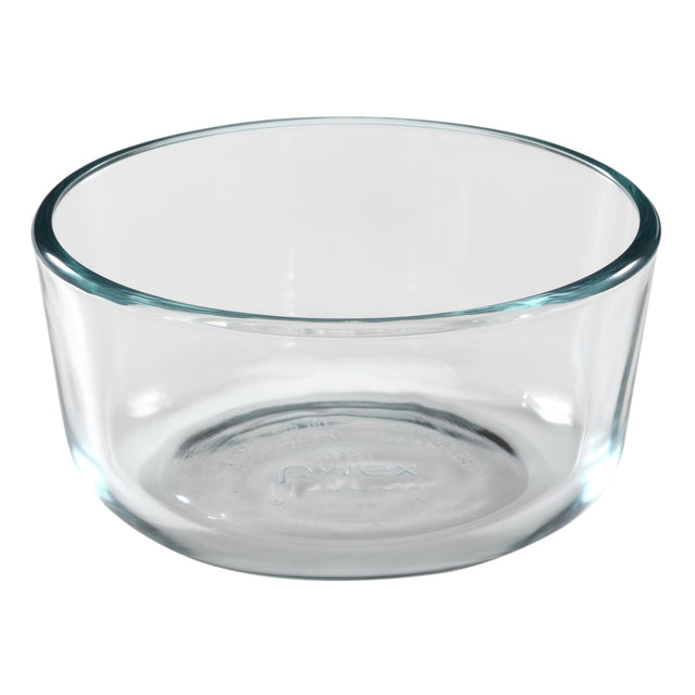 Clear glass bowl on a white background