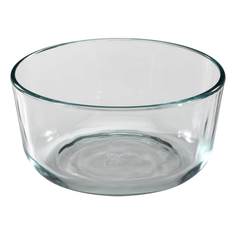 Clear glass bowl on a white background