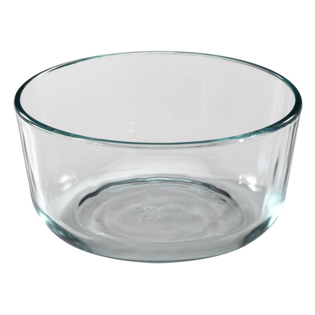 Clear glass bowl on a white background