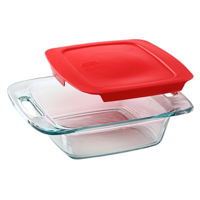 Easy Grab 8" Square Baking Dish w/Red Lid