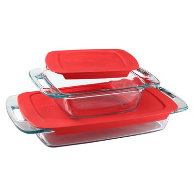 Pyrex® Easy Grab® 4-piece Glass Bakeware Set with Red Lids