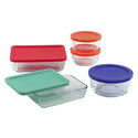 Pyrex Storage Plus 10-Piece Set with Assorted Colored Plastic Lids