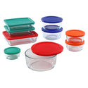 Pyrex Storage Plus 18-Piece Set with Assorted Colored Plastic Lids